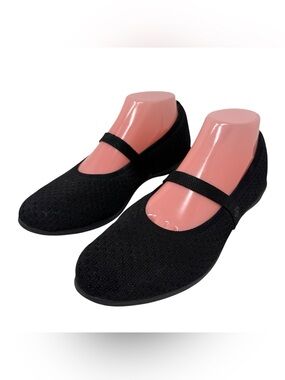 Bzees Women’s Size 10 Keynote Black Mesh MaryJane Flexible Ballet Flats